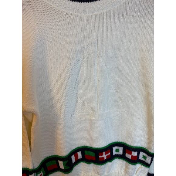 Vintage Indian Harbour Knit Sweater Short Sleeve White Nautical Women’s Size M - Picture 2 of 6